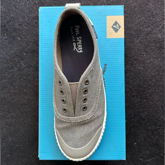 Sperry Sayel Clew Waxy Canvas Taupe Sz 7 1/2 - Picture 2 of 15